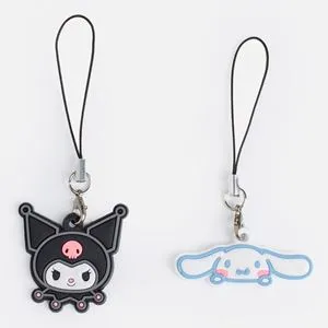 Charm pentru telefon mobil cu figurina, 2 modele, negru/alb, plastic