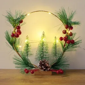Decoratiune Metalică Crăciun cu Brazi și LED - Atmosferă Magică