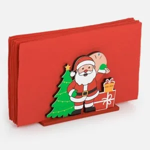 Suport pentru Servetele de Craciun din Lemn Mos Craciun 12x5x9cm