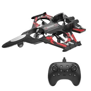 Avion drona din spuma cu telecomanda, Negru cu detalii rosii, 2.4G