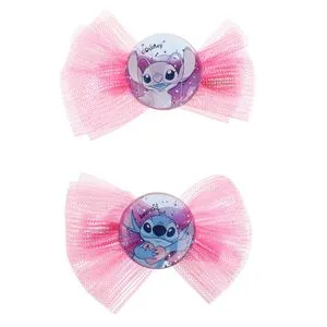 Agrafe de par pentru copii cu funda holografică și Stitch