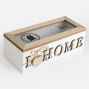 Cutie de depozitare din lemn cu capac din sticlă, decorativă