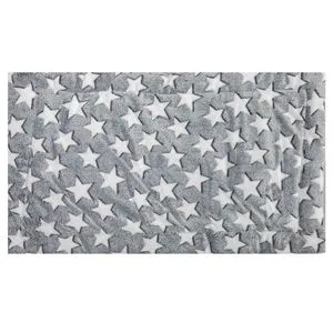 Covoras pufos pentru animale de companie, Gri cu stele albe, 80x50 cm
