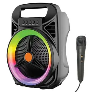 Boxa portabila Bluetooth cu microfon si radio FM, 8W, LED, negru