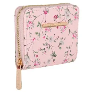 Portofel mini floral roz, accesoriu elegant pentru femei