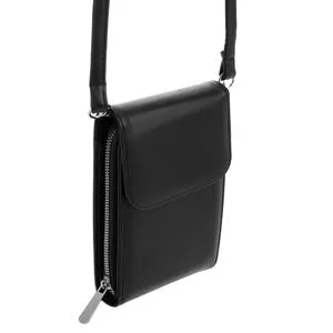 Geantă tip husă pentru telefon, Crossbody, Neagră Mată, 11,5x4x17 cm