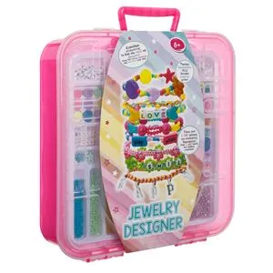 Set de Mărgele pentru Bijuterii, Peste 1.100 buc, Valiză, Plastic, Roz