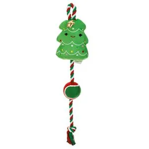 Jucarie Brad de Craciun cu Minge pentru Caine, 50cm, Verde