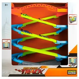 Pista de curse cu 4 niveluri si 4 masini, Multicolor, Plastic