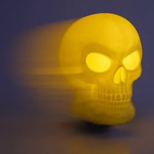 Craniu Decorativ de Halloween cu Sunet, Lumina si Miscare, 11x11x19cm