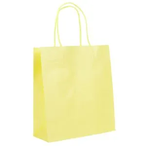Sacosa cadou din hartie kraft galbena, 18x8x20cm