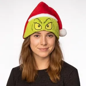 Caciula de Craciun Verde și Roșie cu Model Grinch