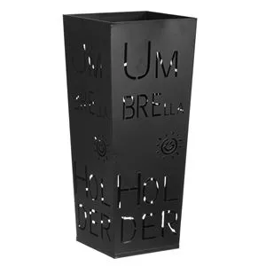 Suport umbrele metalic negru triunghiular cu decupaje decorative