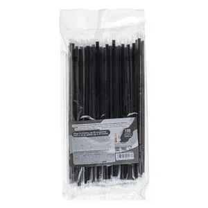 Paie reutilizabile drepte din plastic negru, set de 100 buc