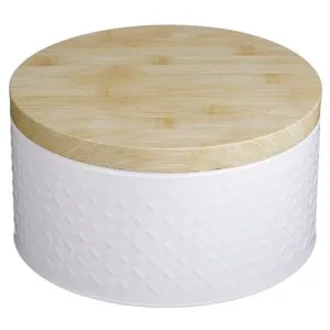 Cutie Metalică Rotundă cu Model Reliefat pentru Biscuiti