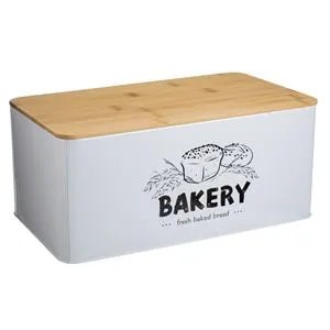 Cutie Metalică Dreptunghiulară pentru Biscuiți cu Capac de Lemn