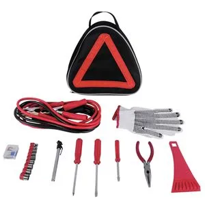 Kit de Urgență Auto, Set de Siguranță cu 26 de Accesorii, Geantă Triunghiulară