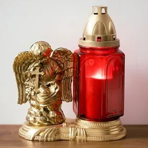 Lumanare Decorativă Gold & Red cu Ingeras - Design Exclusiv