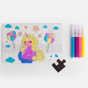Set Puzzle și Colorează Unicorn cu Elemente Magnetice (24 Piese)
