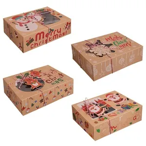 Cutii Carton Kraft pentru Dulciuri de Craciun cu Fereastră și Sfoară