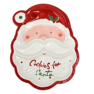 Platou de Craciun Ceramic cu Model Mos Craciun și Compartimente