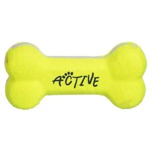 Jucarie pentru caini din cauciuc, forma de os, verde lime, cu efecte sonore, 15x4x7cm