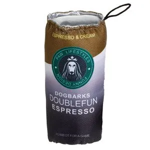 Jucarie pentru caini, Pahar de cafea, Maro, cu efect sonor, 7x7x16cm