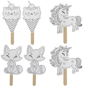 Set Creativ Etichete cu Modele Unicorni, Pisicute si Inghetata - 6 bucati