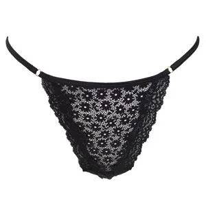 Chiloti String Dama cu Dantela Neagra si Elastic Ajustabil