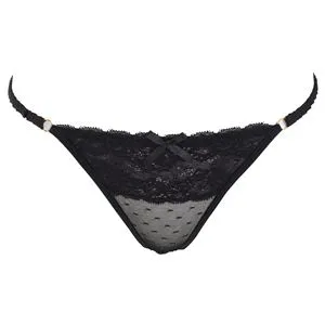 Chiloti String Dama cu Dantela si Elastic, Negru