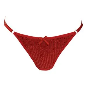 Chiloti String Dama Roșu cu Paiete Mici și Elastic Reglabil