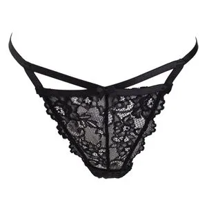 Chiloti String Dama cu Dantela Neagra, Design Triunghiular