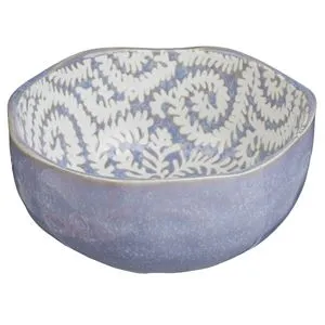 Bol Decorativ din Porțelan Bleu cu Model Reliefat pentru Gustări