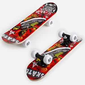 Skateboard cu design graffiti, 43x12,5 cm, Rosu