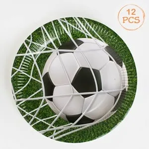 Farfurii Petrecere Din Hartie Temă Fotbal – Set de 12 Bucăți