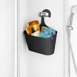Organizator baie cosulet plastic gri pentru produse esențiale