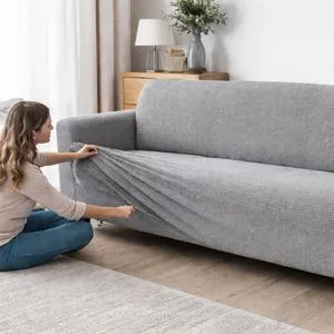Husă elastică pentru canapea, 4 locuri, Gri, 220-270 cm