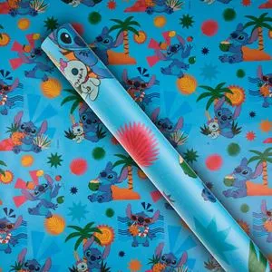 Rolă hârtie de ambalat cu model Stitch, albastră, 150x70 cm