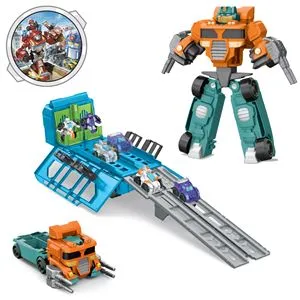 Robot Transformabil in Camion cu Pista de Curse, Set 3 in 1, Portocaliu