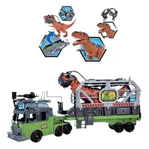 Set Camion de Salvare cu Dinozaur, Figurine si Efecte Sonore, Verde