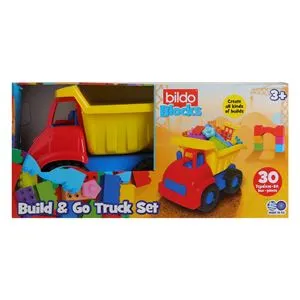 Camion de constructii cu caramizi colorate, 30 piese, 32x20x25 cm