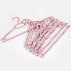 Umerase din plastic set de 6, roz, pentru organizarea garderobei