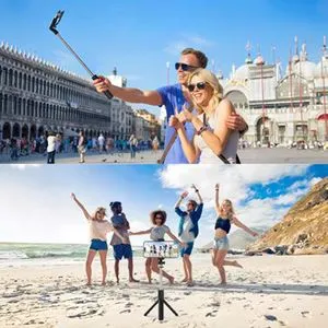 Selfie Stick cu Trepied și Telecomandă Bluetooth, Suport Versatil