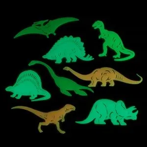 Autocolante Decorative Fosforescente Dinozauri Multicolori pentru Perete