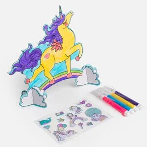 Set Creativ 3D Unicorn cu 4 Markere si Autocolante