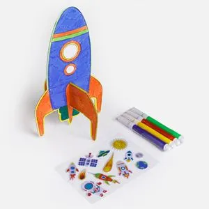 Set Creativ 3D Nava Spatiala cu 5 Markere si Autocolante