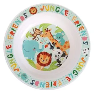 Bol din Plastic cu Model Animale din Jungla, Ø16 cm, Alb