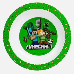 Farfurie adâncă plastic model Minecraft Ø20 cm alb