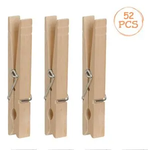 Carlige din lemn pentru rufe, set de 52 bucace