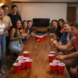 Joc de Societate Beer Pong pentru Adulți cu Mingi și Pahar